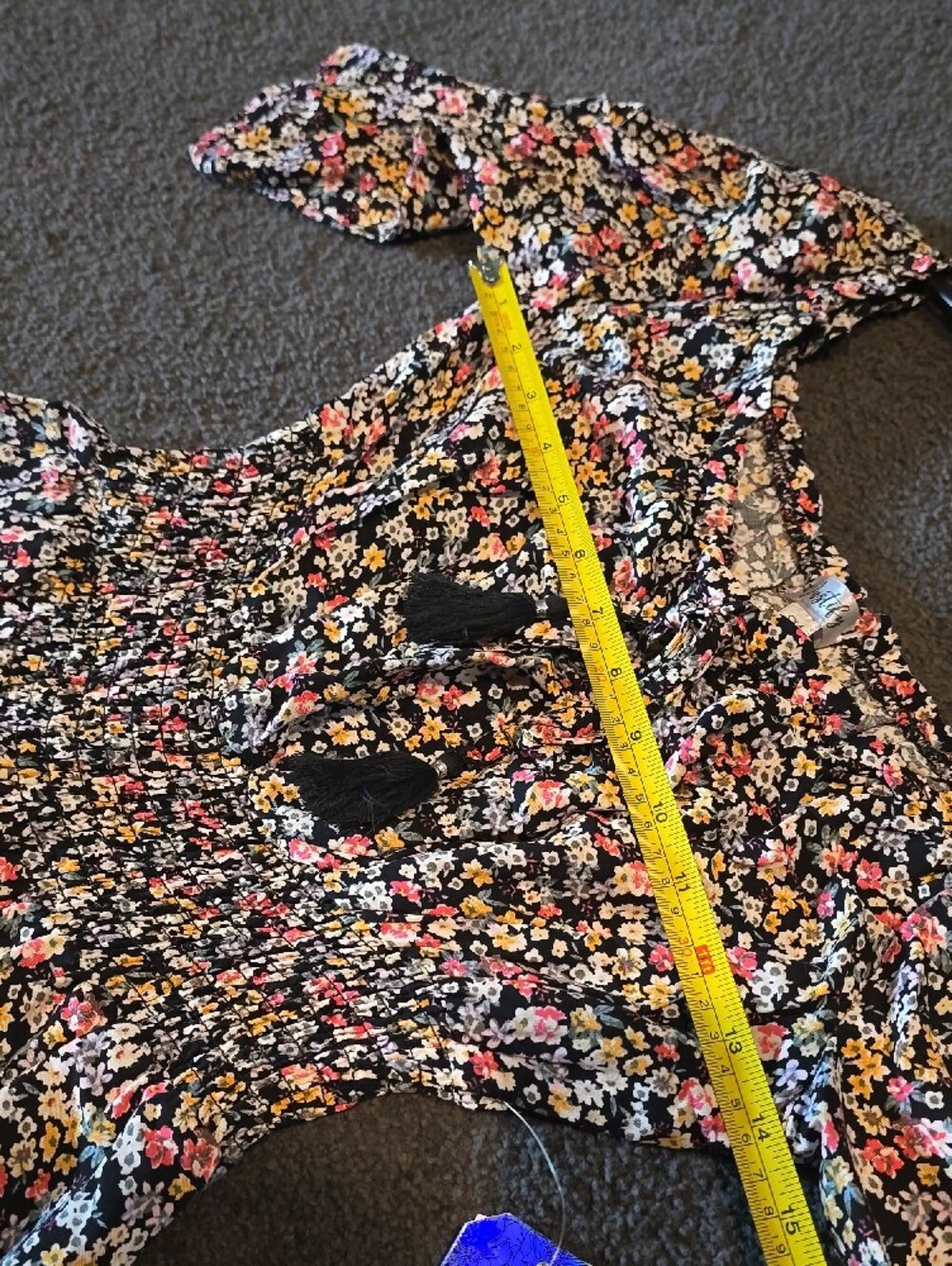 Justify Black Floral Midi Dress with Pink and White Accents - Picture 3 of 7
